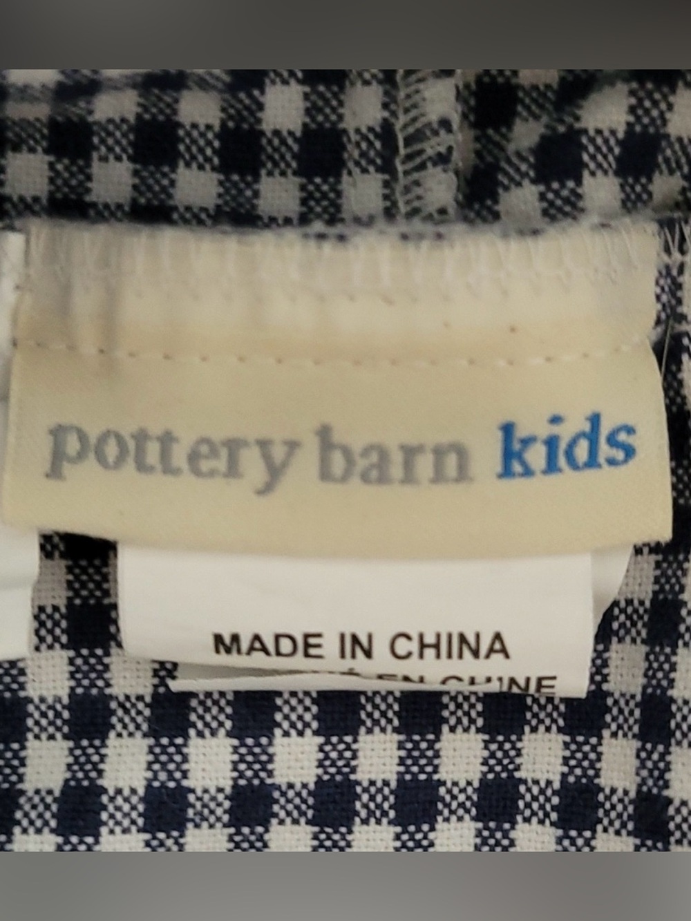 Pottery Barn Kids Sabrina Blue Gingham Check Basket Liner Only Size Large
